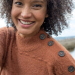 Pull col montant, maille poilue fantaisie - blancheporte Pull col montant, maille poilue fantaisie - blancheporte