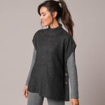 Pull col montant sans manches, maille perlée - blancheporte Pull col montant sans manches, maille perlée - blancheporte