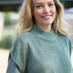Pull col montant sans manches, maille perlée - blancheporte Pull col montant sans manches, maille perlée - blancheporte
