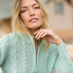 Pull col montant zippé, maille torsadée - blancheporte Pull col montant zippé, maille torsadée - blancheporte