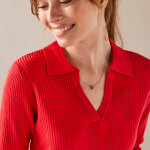 Pull col polo, maille c�tel�e - blancheporte