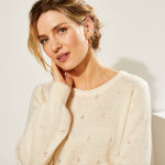 Pull col rond, maille pointelle toucher doux - blancheporte Pull col rond, maille pointelle toucher doux - blancheporte
