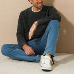 Pull col rond manches marteau c�tes anglaises 30% laine - blancheporte