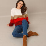 Pull col rond ray�, toucher doux - blancheporte