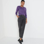 Pull col rond uni, manches longues, toucher doux - blancheporte