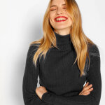 Pull col roul, maille ctele - 34 / 36 - noir - colors&co