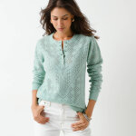 Pull col tunisien en maille ajourée - blancheporte Pull col tunisien en maille ajourée - blancheporte