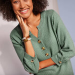 Pull col tunisien manches 3 / 4, maille fantaisie - blancheporte Pull col tunisien manches 3 / 4, maille fantaisie - blancheporte