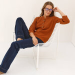 Pull col tunisien manches 3 / 4, maille fantaisie - blancheporte