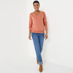 Pull col v, laine d'agneau - 34 / 36 - rose - colors&co Pull col v, laine d'agneau - 34 / 36 - rose - colors&co