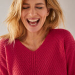Pull col v, maille anglaise toucher doux - blancheporte Pull col v, maille anglaise toucher doux - blancheporte