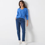 Pull col v, maille anglaise toucher doux - blancheporte