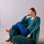 Pull col v, maille anglaise toucher doux - blancheporte Pull col v, maille anglaise toucher doux - blancheporte