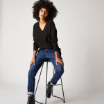 Pull col v, maille anglaise toucher doux - blancheporte