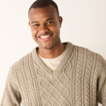 Pull col v maille irlandaise - blancheporte Pull col v maille irlandaise - blancheporte