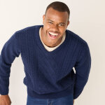 Pull col v maille irlandaise - blancheporte