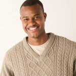 Pull col v maille irlandaise - blancheporte