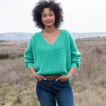 Pull loose col v, maille anglaise toucher doux - blancheporte