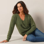 Pull dcollet dos avec liens  nouer, maille poilue - blancheporte