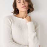 Pull dos dentelle, maille poilue - blancheporte