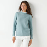 Pull effet 2 - en - 1, détails broderie anglaise - blancheporte Pull effet 2 - en - 1, détails broderie anglaise - blancheporte