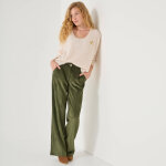 Pull loose col v c?urs brods, maille anglaise toucher doux - blancheporte