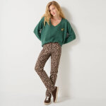 Pull loose col v c?urs brod�s, maille anglaise toucher doux - blancheporte