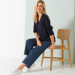 Pull loose col v, maille anglaise - blancheporte