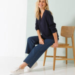 Pull loose col v, maille anglaise - blancheporte