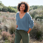 Pull loose col v, maille anglaise toucher doux - blancheporte