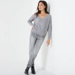 Pull loose col v, maille anglaise toucher doux - blancheporte