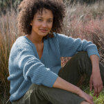 Pull loose col v, maille anglaise toucher doux - blancheporte Pull loose col v, maille anglaise toucher doux - blancheporte
