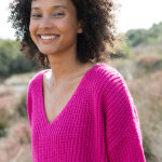 Pull loose col v, maille anglaise toucher doux - blancheporte Pull loose col v, maille anglaise toucher doux - blancheporte