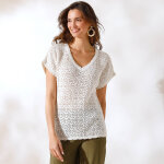 Pull maille ajourée, manches courtes - 34 / 36 - Écru - coeur au sud Pull maille ajourée, manches courtes - 34 / 36 - Écru - coeur au sud