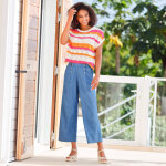 Pull maille crochet, rayé - blancheporte Pull maille crochet, rayé - blancheporte