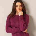 Pull maille fantaisie et détail boutons poignets, toucher doux - blancheporte Pull maille fantaisie et détail boutons poignets, toucher doux - blancheporte