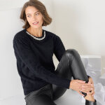 Pull maille poilue décolleté strass - blancheporte Pull maille poilue décolleté strass - blancheporte