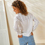 Pull manches blousantes, maille ajoure - blancheporte