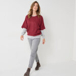 Pull poncho manches coudes, maille anglaise et torsades - blancheporte Pull poncho manches coudes, maille anglaise et torsades - blancheporte