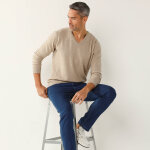 Pull pur coton col v manches longues - blancheporte