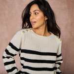 Pull ray� � boutons dor�s, maille anglaise - blancheporte