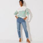 Pull ray�, col broderie anglaise - blancheporte