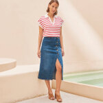 Pull ray� col polo, coton m�lang� - blancheporte