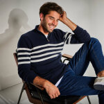 Pull ray col polo zipp maille serre - blancheporte