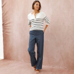 Pull ray� col tunisien boutonn� - blancheporte