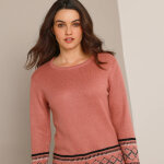 Pull tunique, base et poignets jacquard - blancheporte