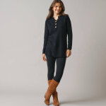 Pull tunique col tunisien, maille fantaisie - blancheporte Pull tunique col tunisien, maille fantaisie - blancheporte