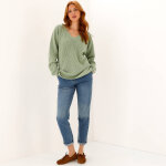 Pull tunique col v, maille anglaise - blancheporte