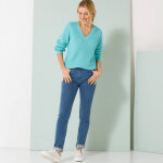 Pull tunique col v, maille anglaise - blancheporte