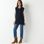 Pull tunique en c�te sans manches, col montant zipp� - blancheporte